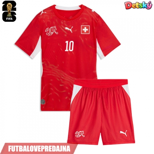Lacne Dětský Futbalové dres Švajčiarsko Granit Xhaka #10 MS 2026 Krátky Rukáv - Domáci (+ trenírky)